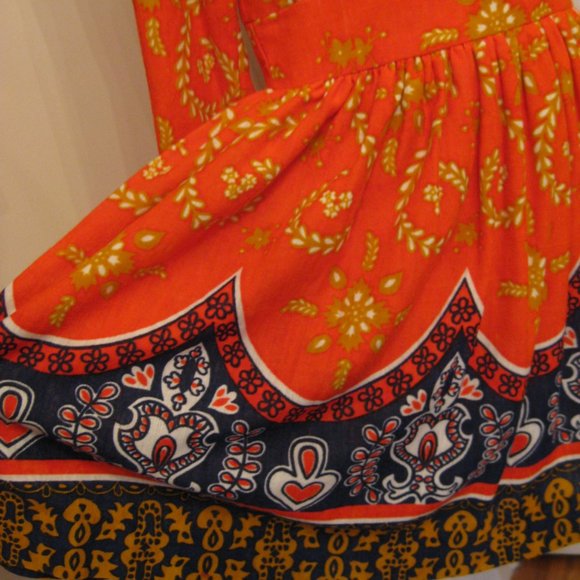 Vintage 60's Sears JR Bazaar Patterned Flower Child Dress - Picture 4 of 8